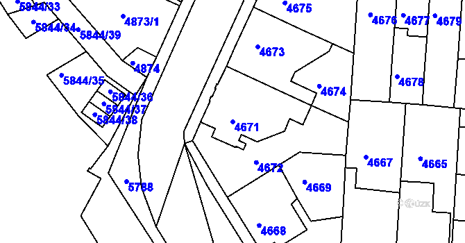 Parcela st. 4671 v KÚ Tábor, Katastrální mapa