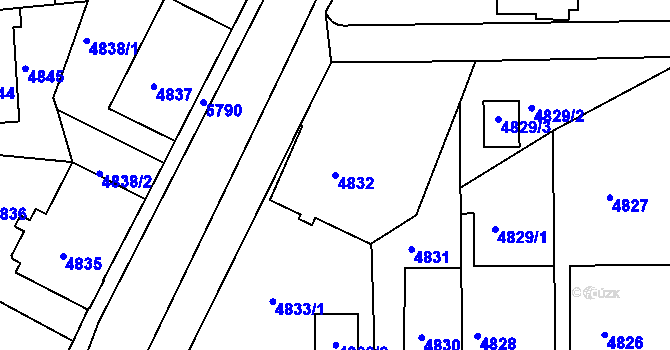 Parcela st. 4832 v KÚ Tábor, Katastrální mapa