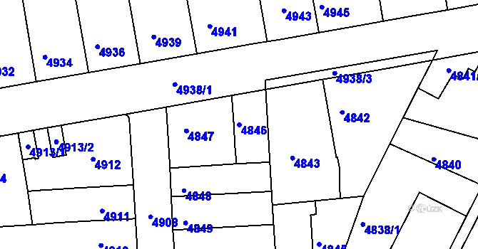 Parcela st. 4846 v KÚ Tábor, Katastrální mapa