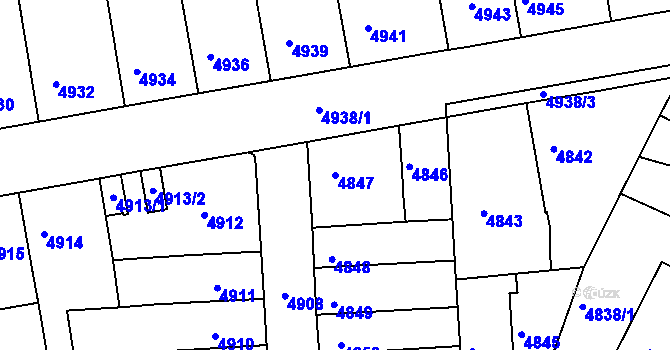 Parcela st. 4847 v KÚ Tábor, Katastrální mapa