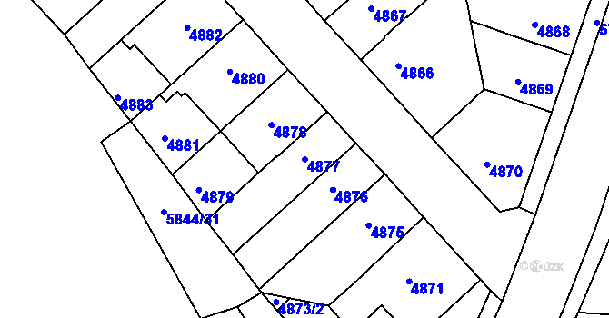 Parcela st. 4877 v KÚ Tábor, Katastrální mapa