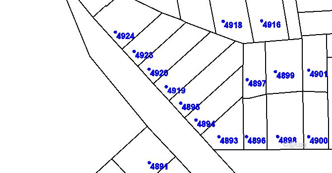 Parcela st. 4919 v KÚ Tábor, Katastrální mapa