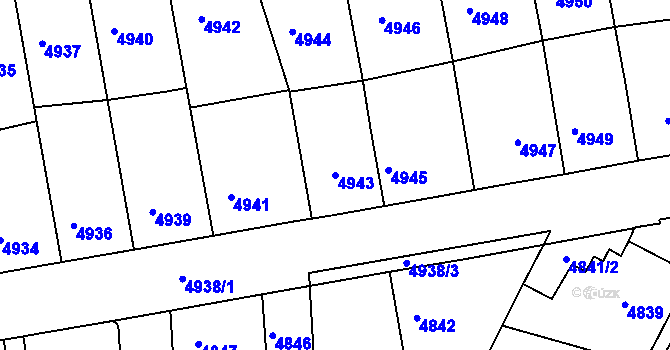 Parcela st. 4943 v KÚ Tábor, Katastrální mapa