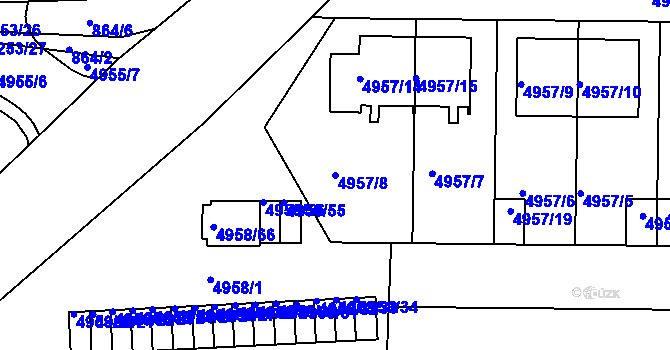 Parcela st. 4957/8 v KÚ Tábor, Katastrální mapa