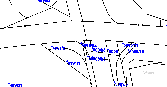Parcela st. 5004/2 v KÚ Tábor, Katastrální mapa