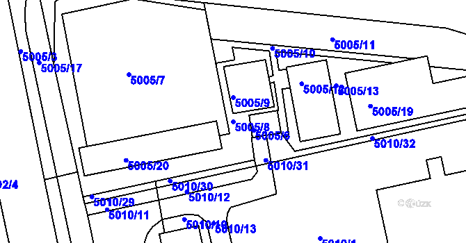 Parcela st. 5005/8 v KÚ Tábor, Katastrální mapa