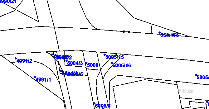 Parcela st. 5005/15 v KÚ Tábor, Katastrální mapa