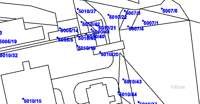 Parcela st. 5010/20 v KÚ Tábor, Katastrální mapa