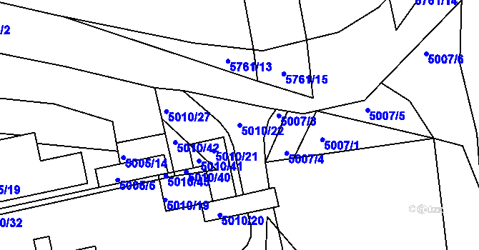 Parcela st. 5010/22 v KÚ Tábor, Katastrální mapa