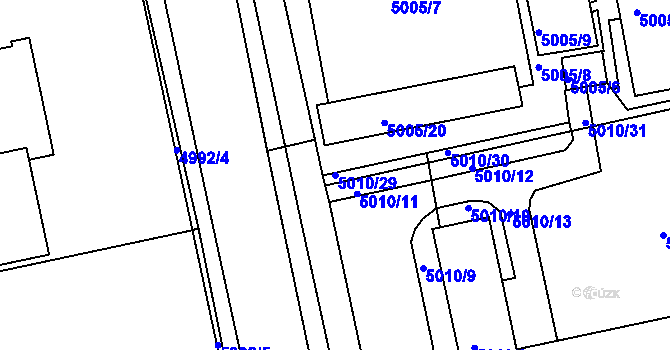 Parcela st. 5010/29 v KÚ Tábor, Katastrální mapa