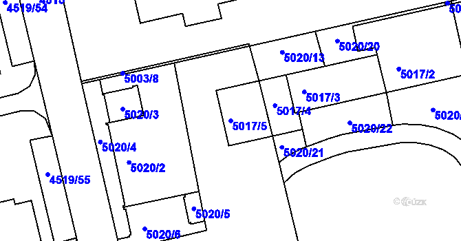 Parcela st. 5017/5 v KÚ Tábor, Katastrální mapa
