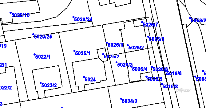 Parcela st. 5025/2 v KÚ Tábor, Katastrální mapa