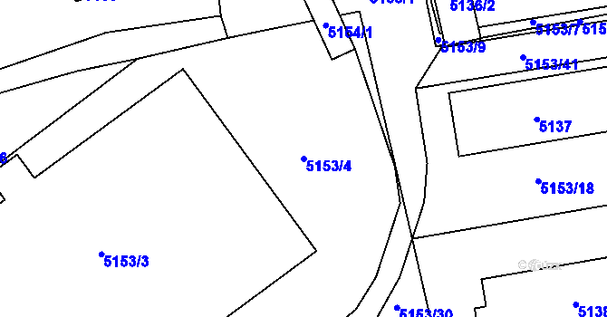 Parcela st. 5153/4 v KÚ Tábor, Katastrální mapa