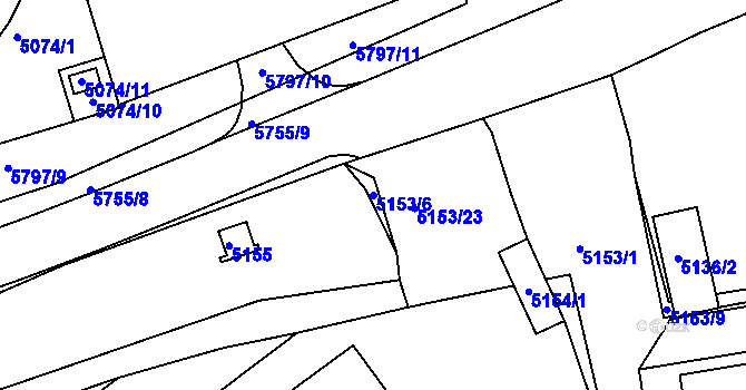 Parcela st. 5153/6 v KÚ Tábor, Katastrální mapa