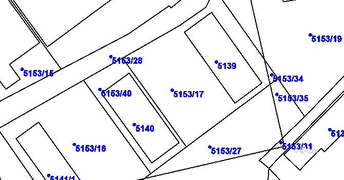 Parcela st. 5153/17 v KÚ Tábor, Katastrální mapa