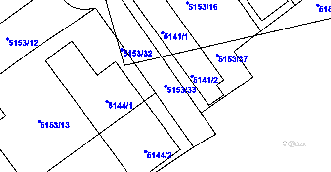 Parcela st. 5153/33 v KÚ Tábor, Katastrální mapa