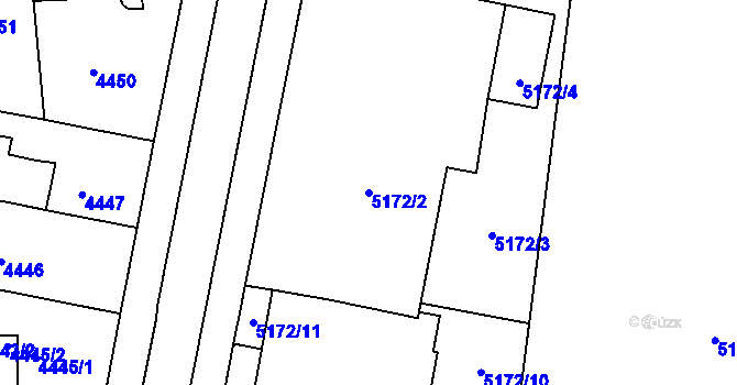 Parcela st. 5172/2 v KÚ Tábor, Katastrální mapa