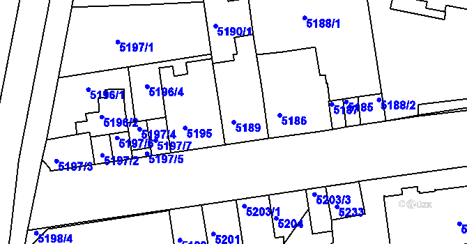 Parcela st. 5189 v KÚ Tábor, Katastrální mapa