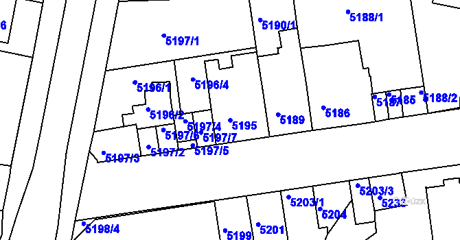 Parcela st. 5195 v KÚ Tábor, Katastrální mapa