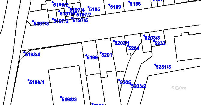 Parcela st. 5201 v KÚ Tábor, Katastrální mapa