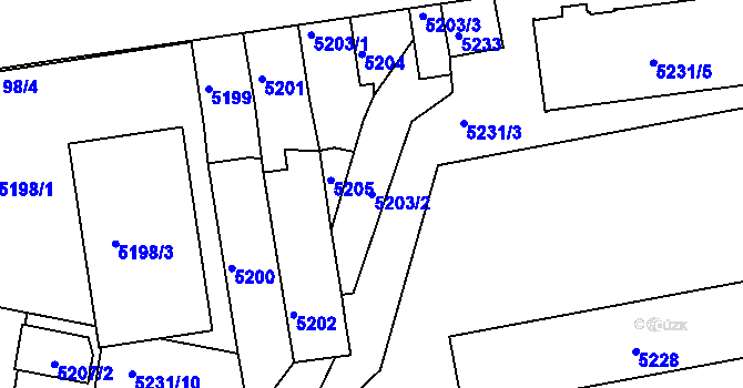 Parcela st. 5203/2 v KÚ Tábor, Katastrální mapa