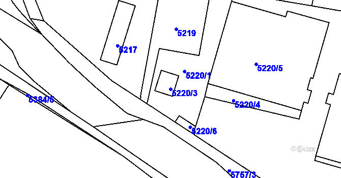 Parcela st. 5220/3 v KÚ Tábor, Katastrální mapa
