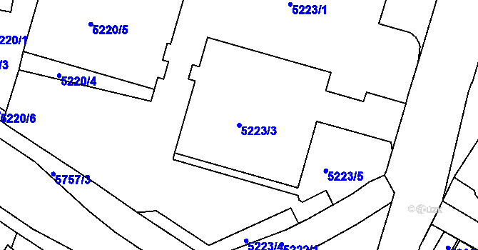 Parcela st. 5223/3 v KÚ Tábor, Katastrální mapa