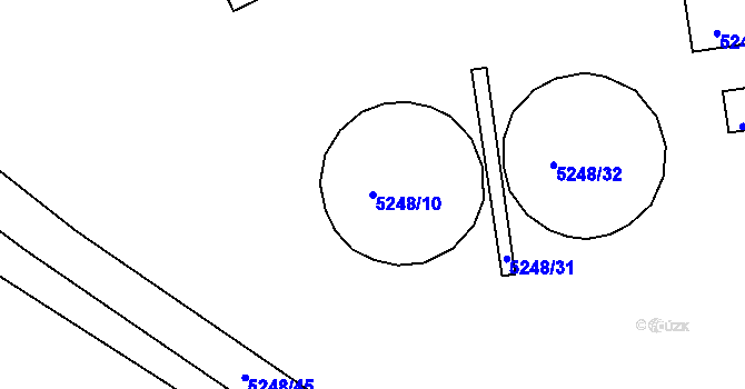 Parcela st. 5248/10 v KÚ Tábor, Katastrální mapa