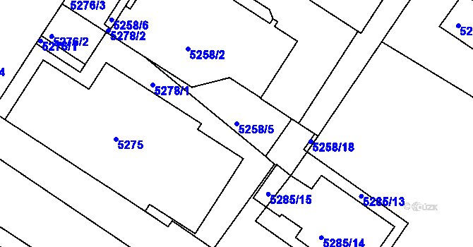 Parcela st. 5258/5 v KÚ Tábor, Katastrální mapa