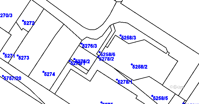 Parcela st. 5258/6 v KÚ Tábor, Katastrální mapa