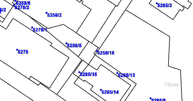Parcela st. 5258/18 v KÚ Tábor, Katastrální mapa