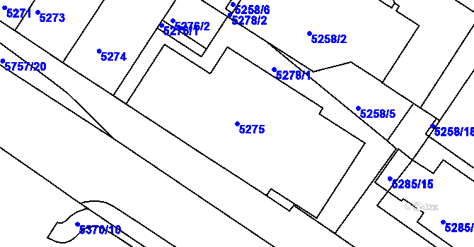 Parcela st. 5275 v KÚ Tábor, Katastrální mapa