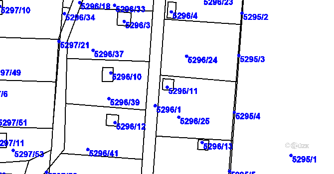 Parcela st. 5296/11 v KÚ Tábor, Katastrální mapa