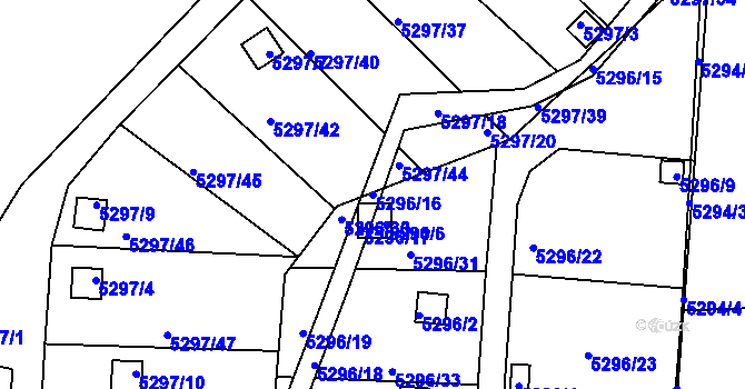 Parcela st. 5296/16 v KÚ Tábor, Katastrální mapa