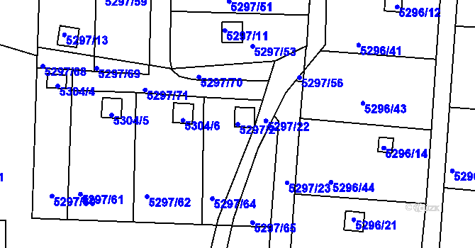 Parcela st. 5297/2 v KÚ Tábor, Katastrální mapa