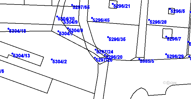 Parcela st. 5297/24 v KÚ Tábor, Katastrální mapa