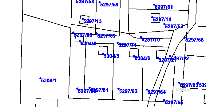 Parcela st. 5304/5 v KÚ Tábor, Katastrální mapa