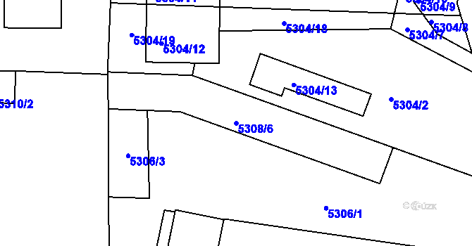 Parcela st. 5308/6 v KÚ Tábor, Katastrální mapa