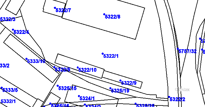 Parcela st. 5322/1 v KÚ Tábor, Katastrální mapa