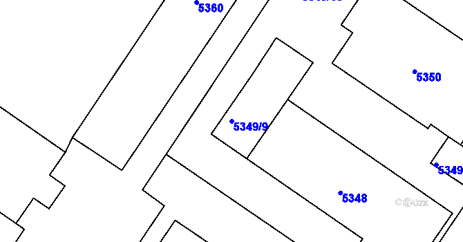 Parcela st. 5349/9 v KÚ Tábor, Katastrální mapa