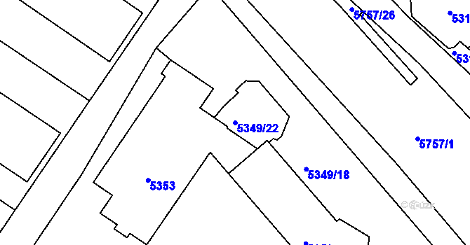 Parcela st. 5349/22 v KÚ Tábor, Katastrální mapa