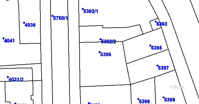 Parcela st. 5396 v KÚ Tábor, Katastrální mapa