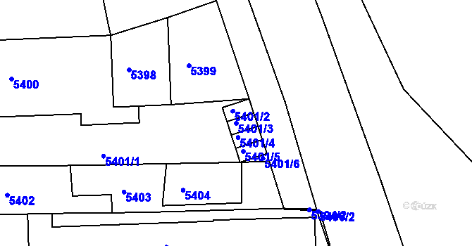 Parcela st. 5401/3 v KÚ Tábor, Katastrální mapa