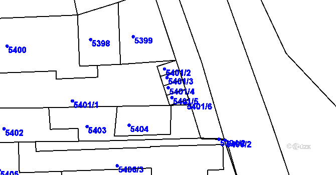 Parcela st. 5401/4 v KÚ Tábor, Katastrální mapa