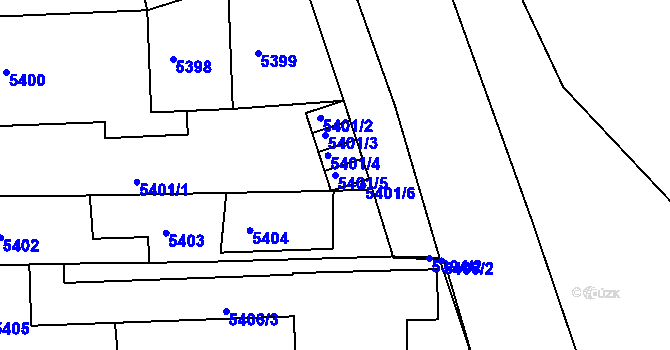 Parcela st. 5401/5 v KÚ Tábor, Katastrální mapa