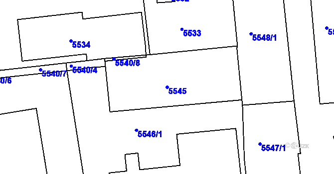 Parcela st. 5545 v KÚ Tábor, Katastrální mapa