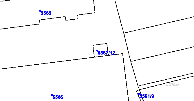 Parcela st. 5567/12 v KÚ Tábor, Katastrální mapa