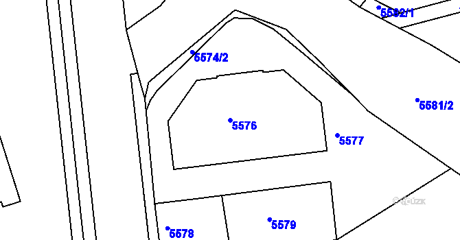Parcela st. 5576 v KÚ Tábor, Katastrální mapa
