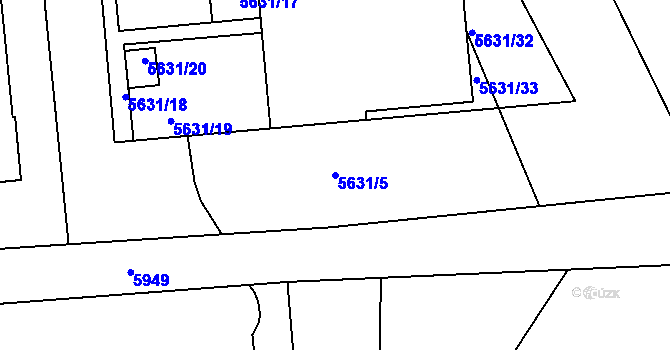 Parcela st. 5631/5 v KÚ Tábor, Katastrální mapa