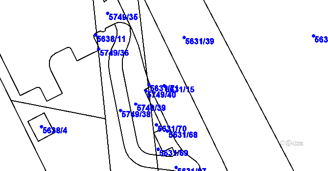 Parcela st. 5631/15 v KÚ Tábor, Katastrální mapa
